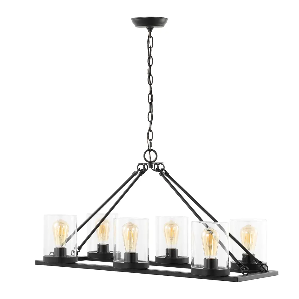Reagan, 6 Light, 32 Inch, Black, Iron Chandelier