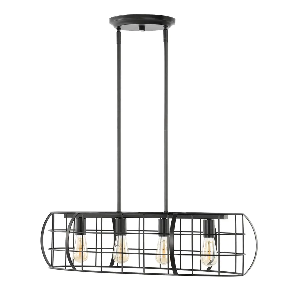 Daxton, 4 Light, 34.5 Inch, Black, Iron Chandelier