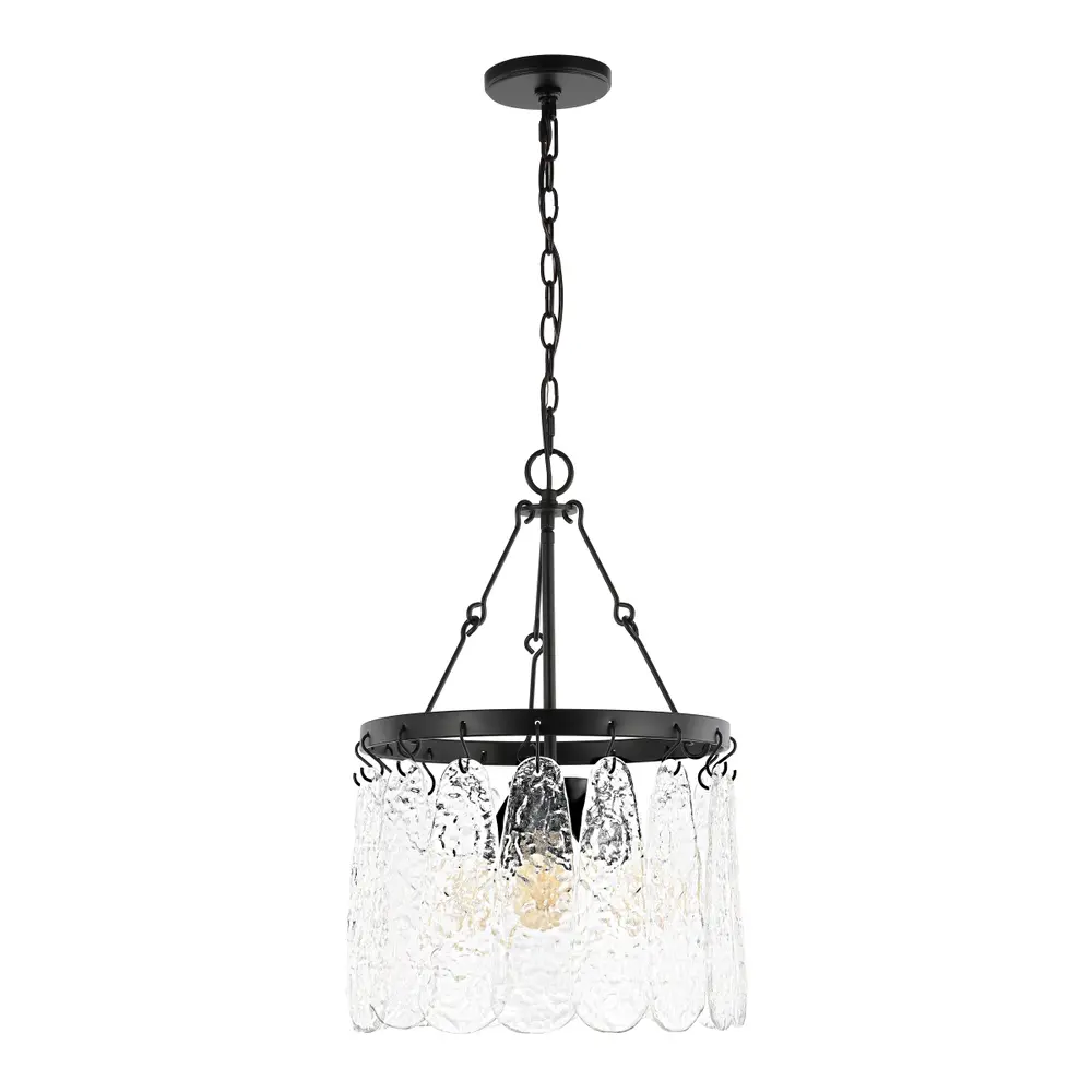 Thryssa, 3 Light, 15 Inch, Black/Clear, Iron/Glass Chandelier