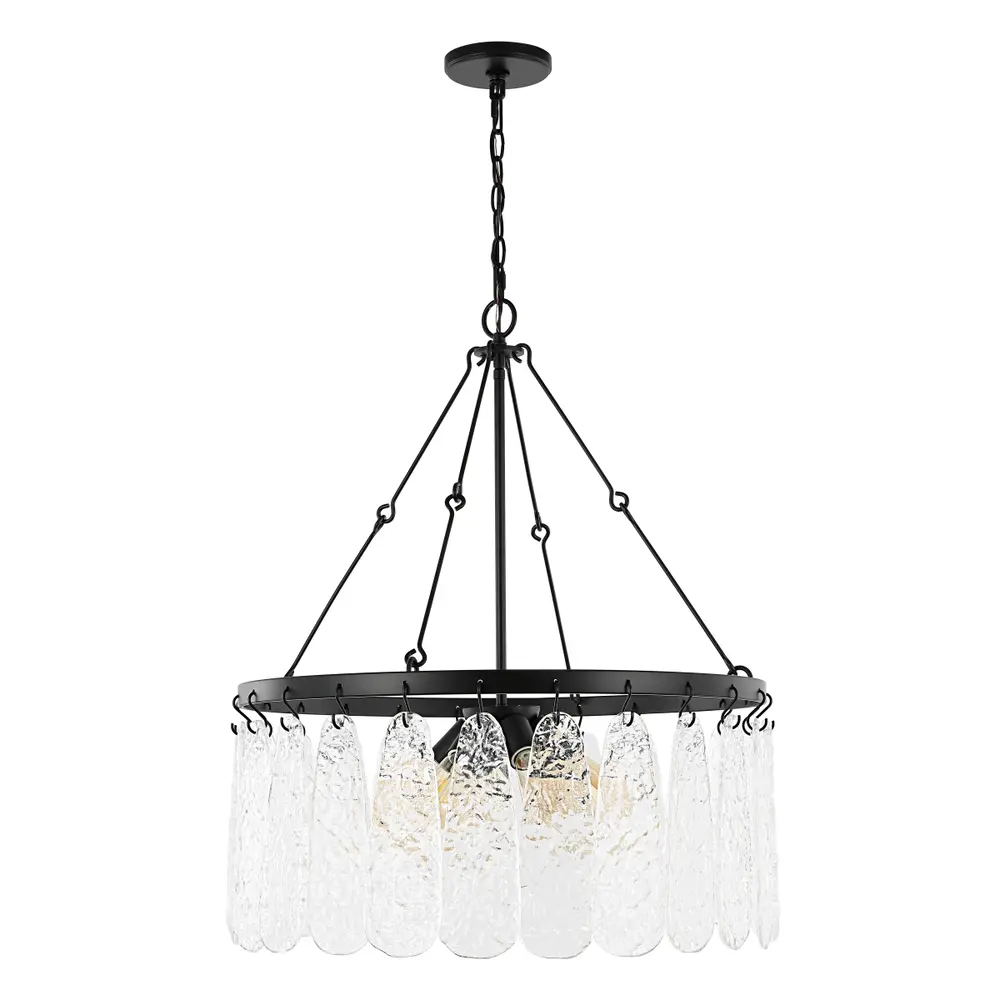 Aremythia, 6 Light, 25 Inch, Black/Clear, Iron/Glass Chandelier