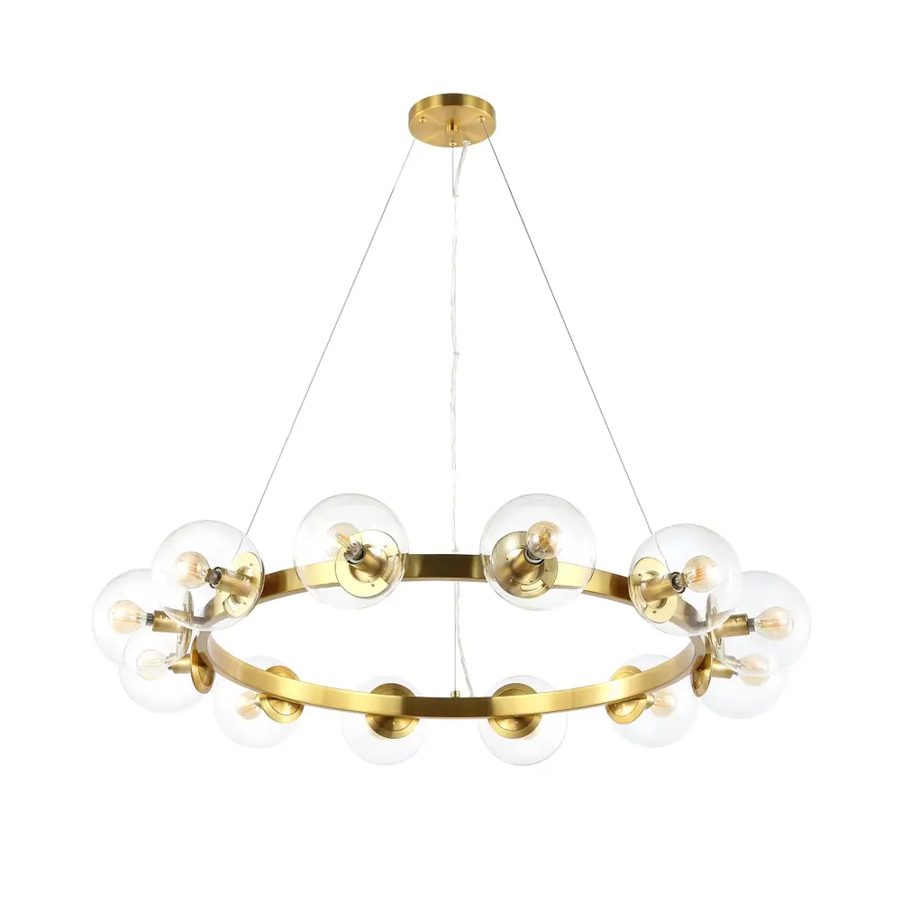 Rylian, 12 Light, 38 Inch, Brass, Iron/Glass Chandelier