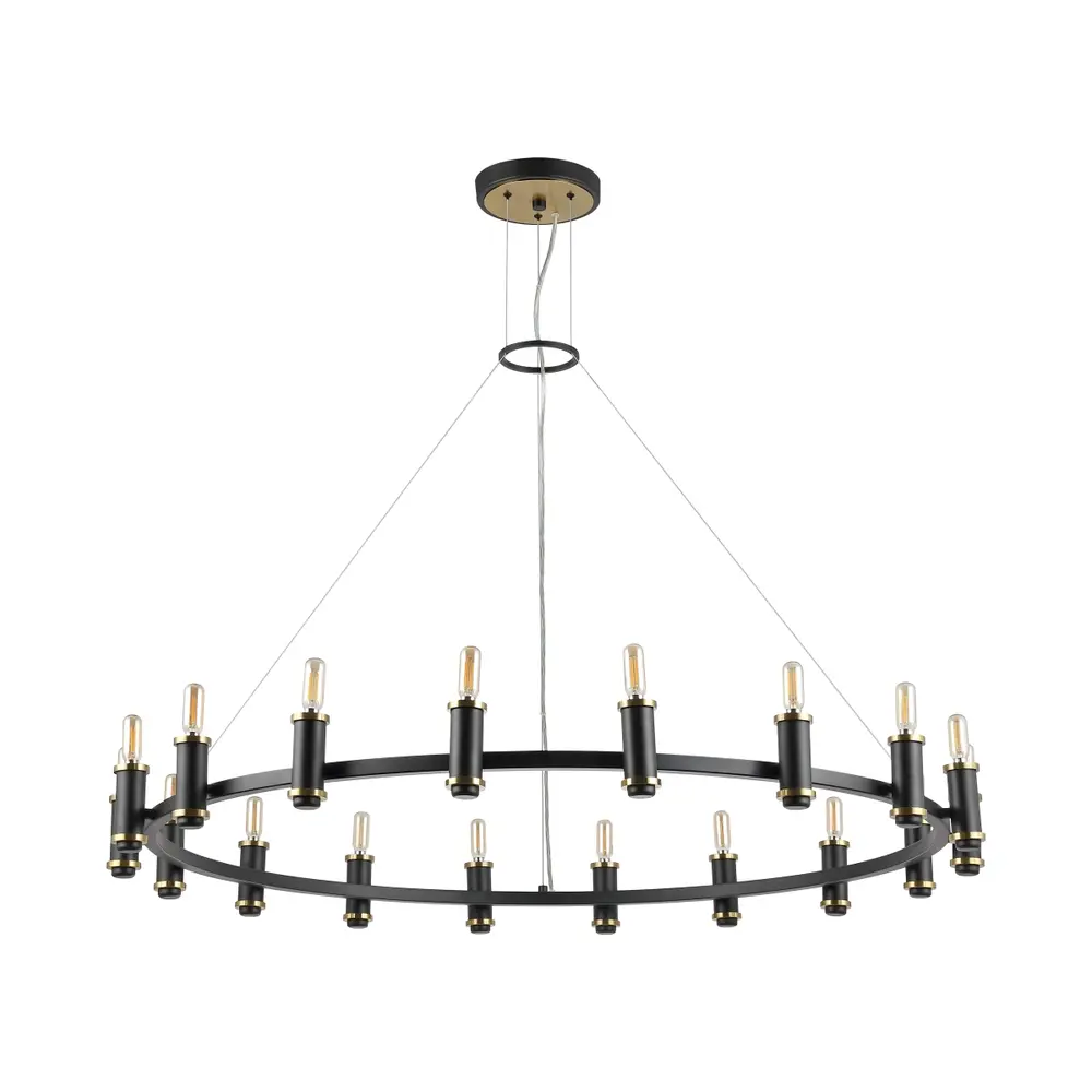 Poitier, 18 Light, 46 Inch, Black/Brass, Iron Chandelier