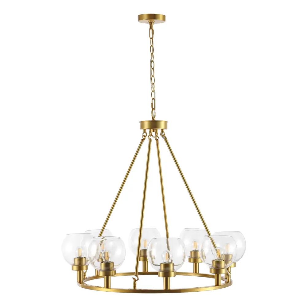 Sveda, 8 Light, 31.5 Inch, Brass, Iron Chandelier