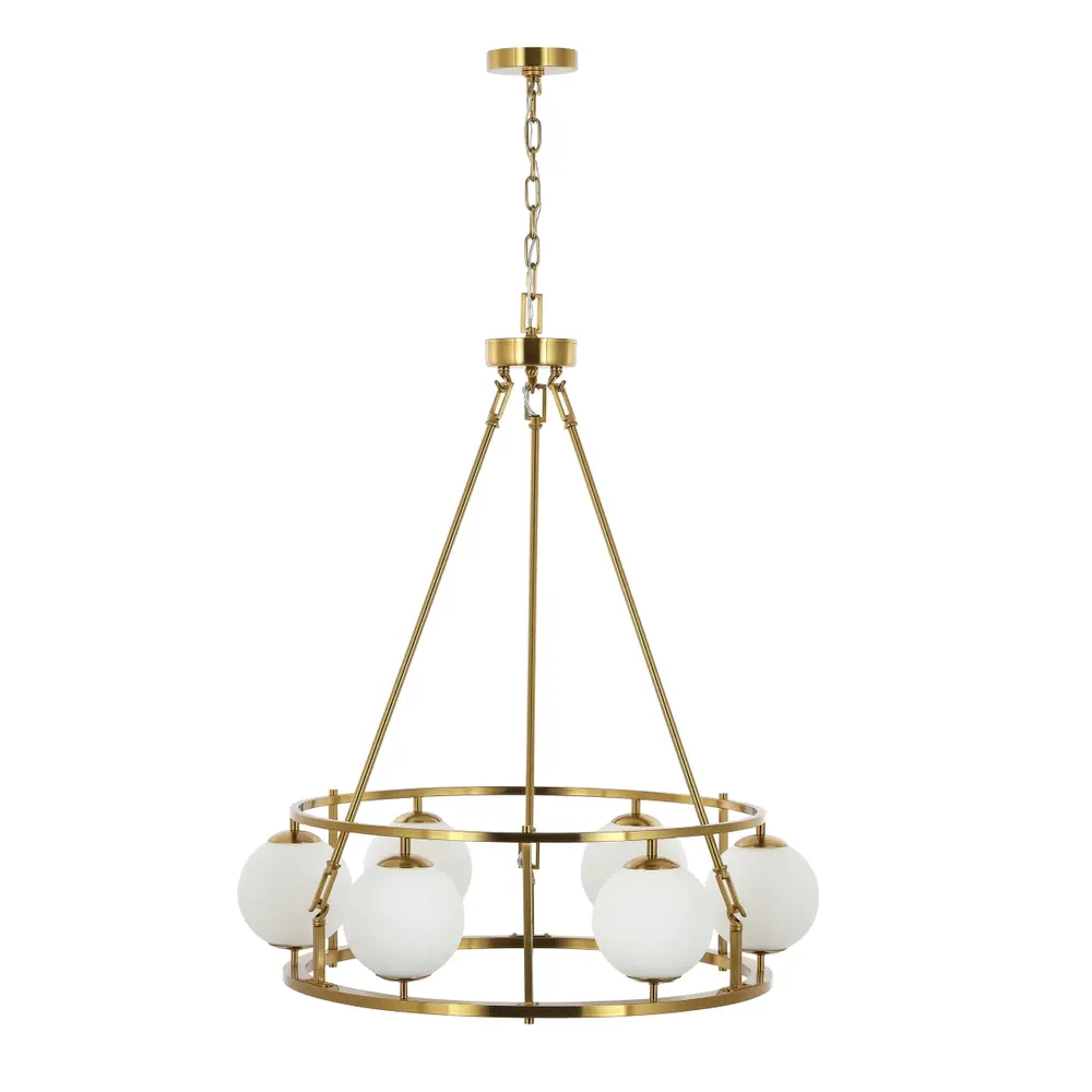 Solabrina, 6 Light, 30 Inch, Brass, Iron Chandelier?