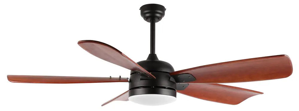 Durden, 62 Inch, Black, Metal/Glass Ceiling Fan – Brown Plywood Blades