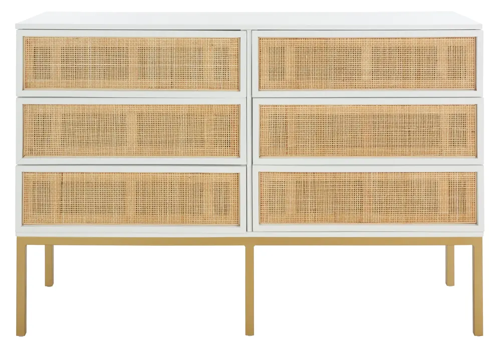 Zadie 6 Drawer Rattan Dresser