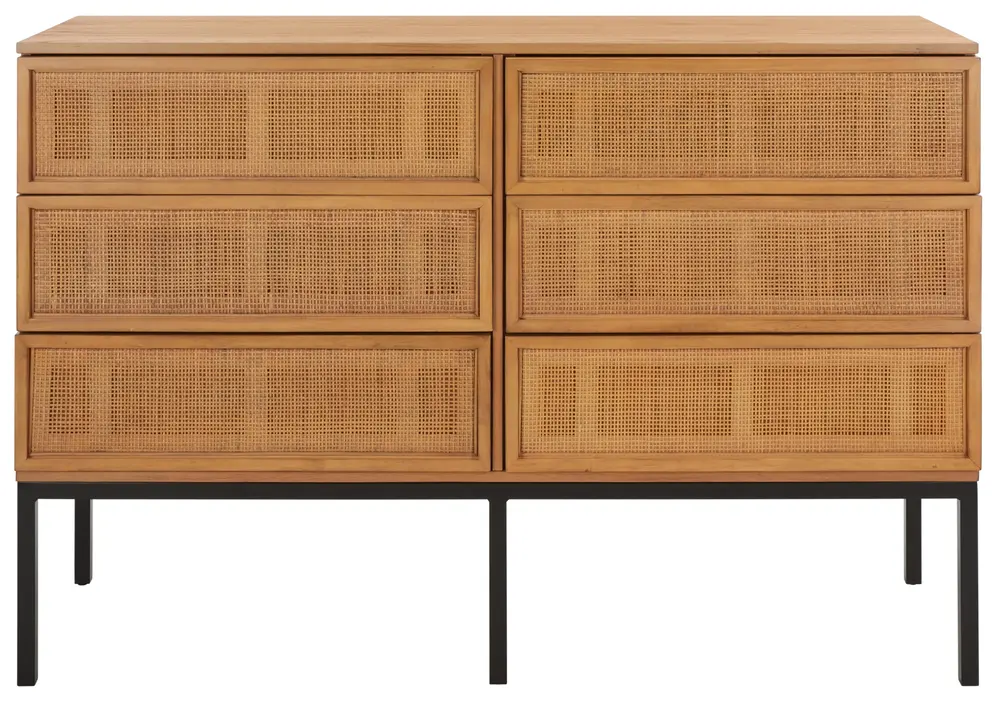 Zadie 6 Drawer Rattan Dresser