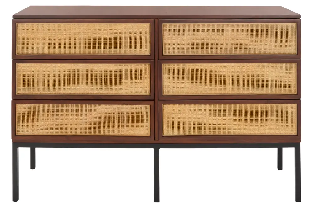 Zadie 6 Drawer Rattan Dresser