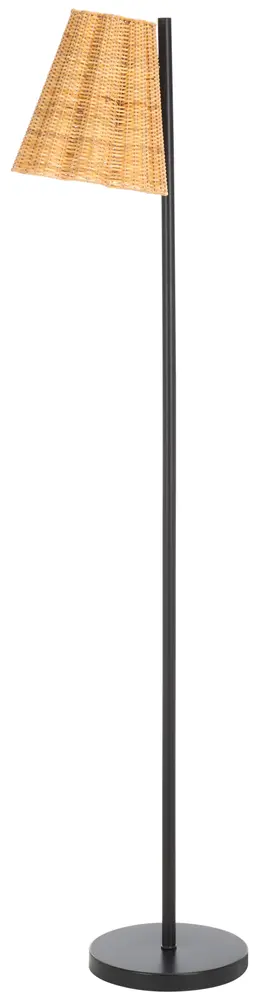 Mio, 60 Inch, Natural/Black, Natural Cane/Iron Floor Lamp