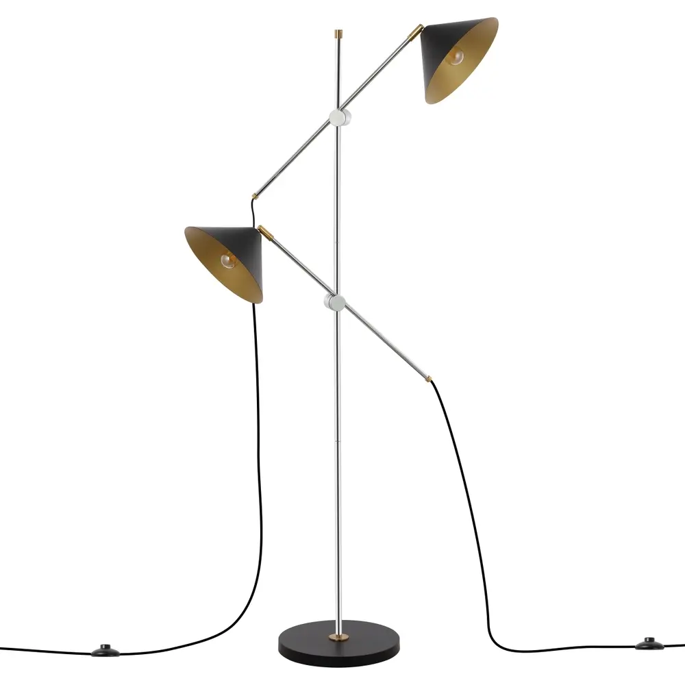 Dwyer, 2 Light, 67.5 Inch, Black/Chrome, Iron Floor Lamp