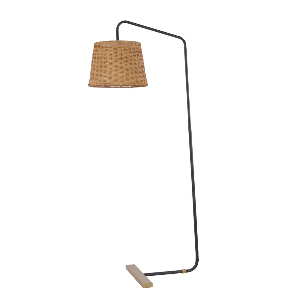 Millie, 61 Inch, Black/Natural, Rattan/Metal Floor Lamp