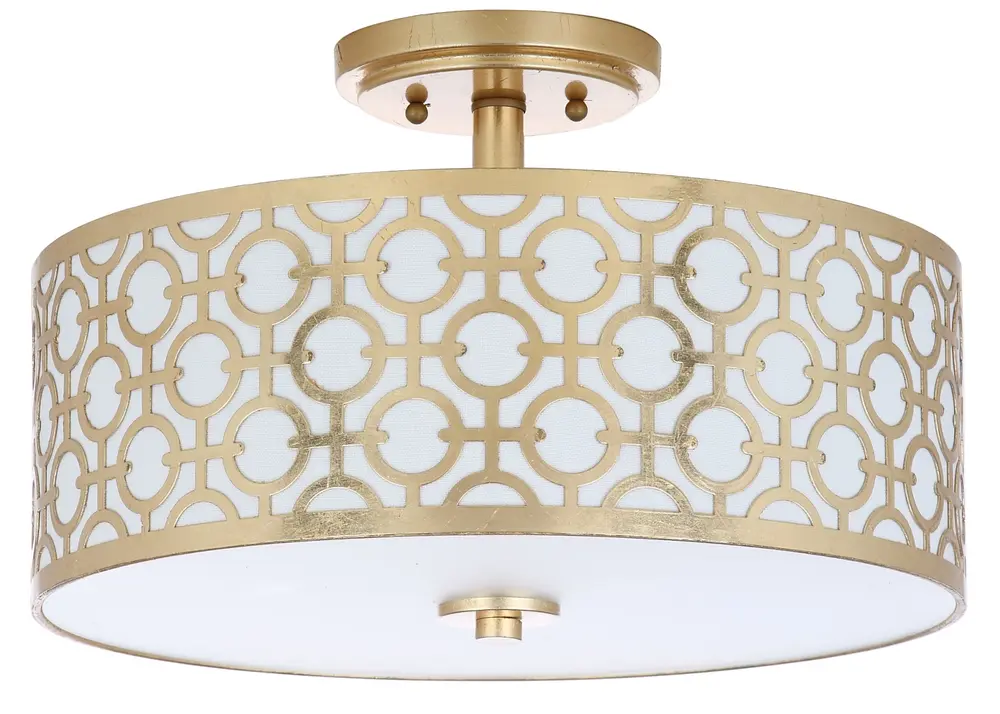 Vera Chain Link 3 Light 15.5 Inch Dia Gold Flush Mount