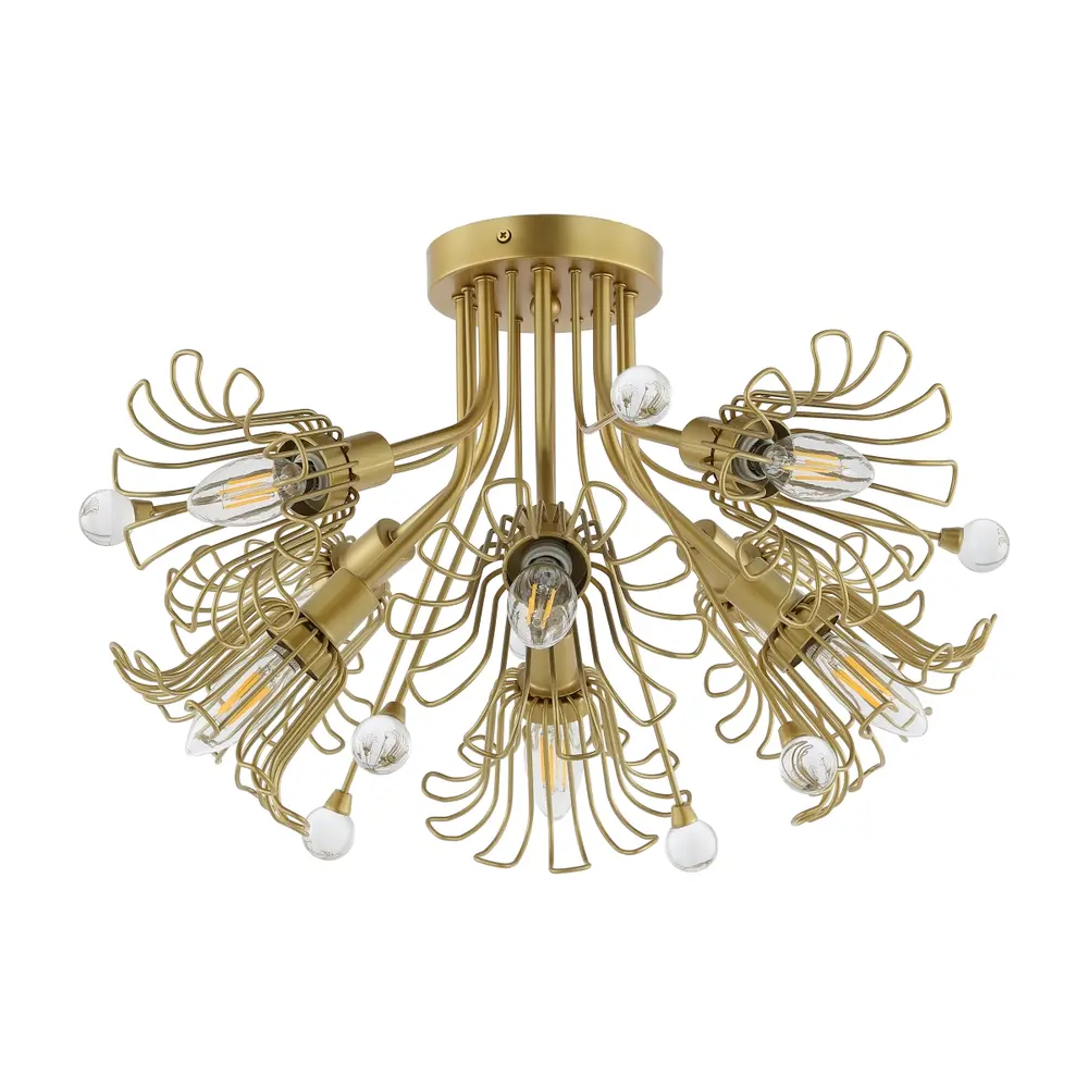 Leandra, 7 Light, 19 Inch, Gold, Metal Flush Mount