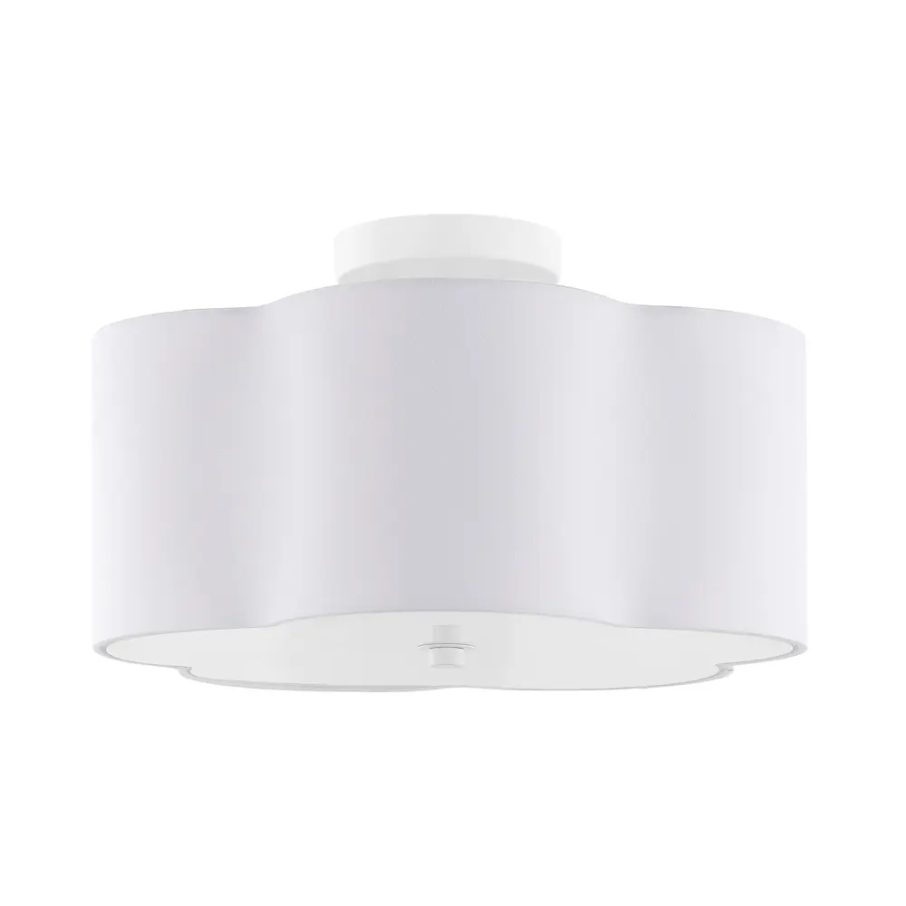 Joeluna, 3 Light, 16 Inch, White/Chrome, Fabric/Iron Flush Mount