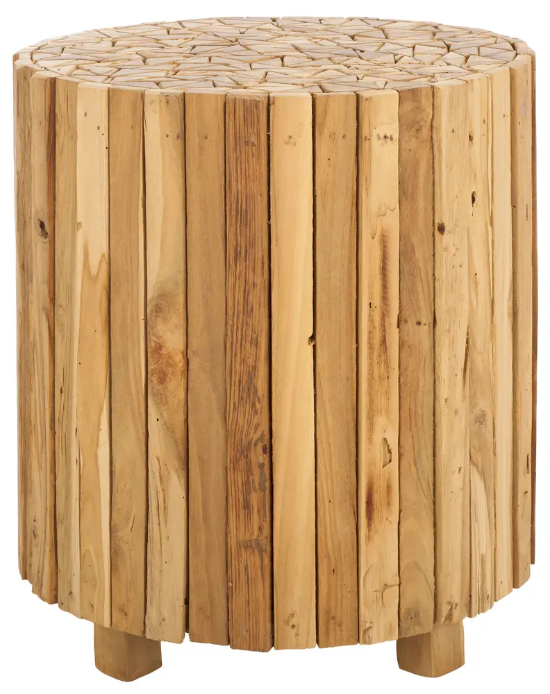 Richmond Rustic Wood Block Round End Table