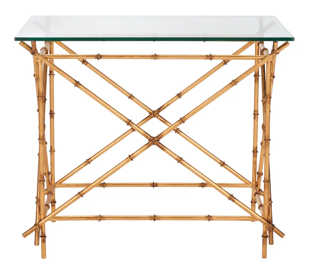 Mark Crisscrossed Gold Accent Table