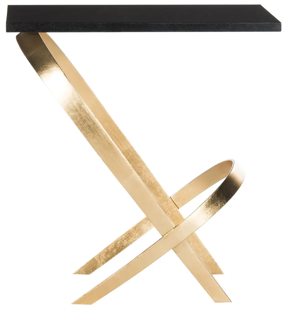 Dovie Gold Leaf Glass Top Side Table