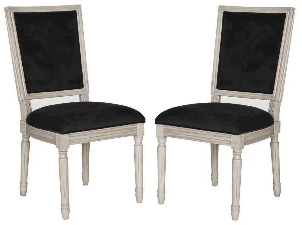 Buchanan 19H French Brasserie Velvet Rect Side Chair   Silver Nail Heads