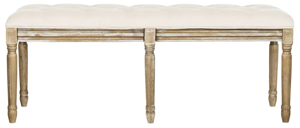 Rocha 19H French Brasserie Tufted Traditional Rustic Wood Bench