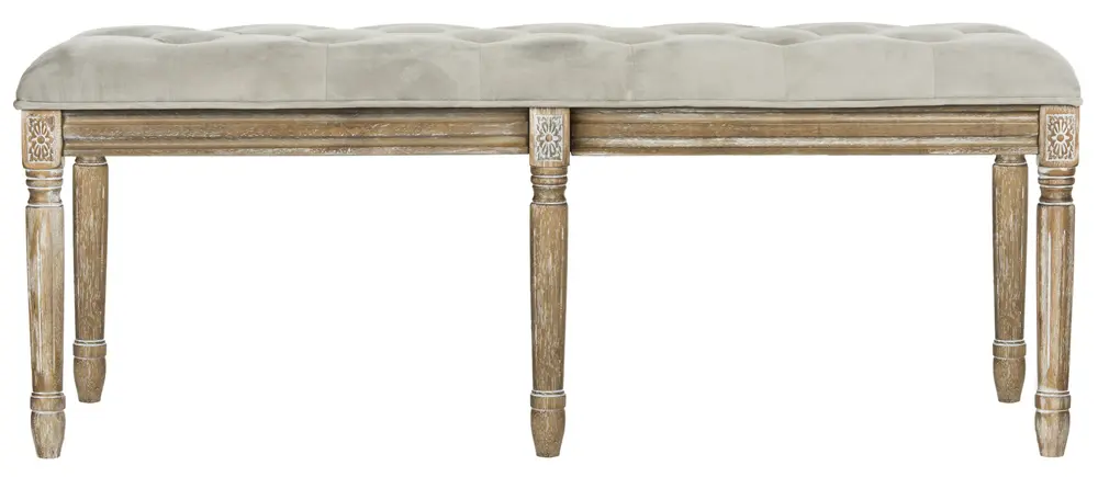 Rocha 19H French Brasserie Tufted Traditional Rustic Wood Bench