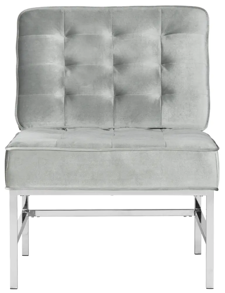 Ansel Modern Tufted Linen Chrome Accent Chair