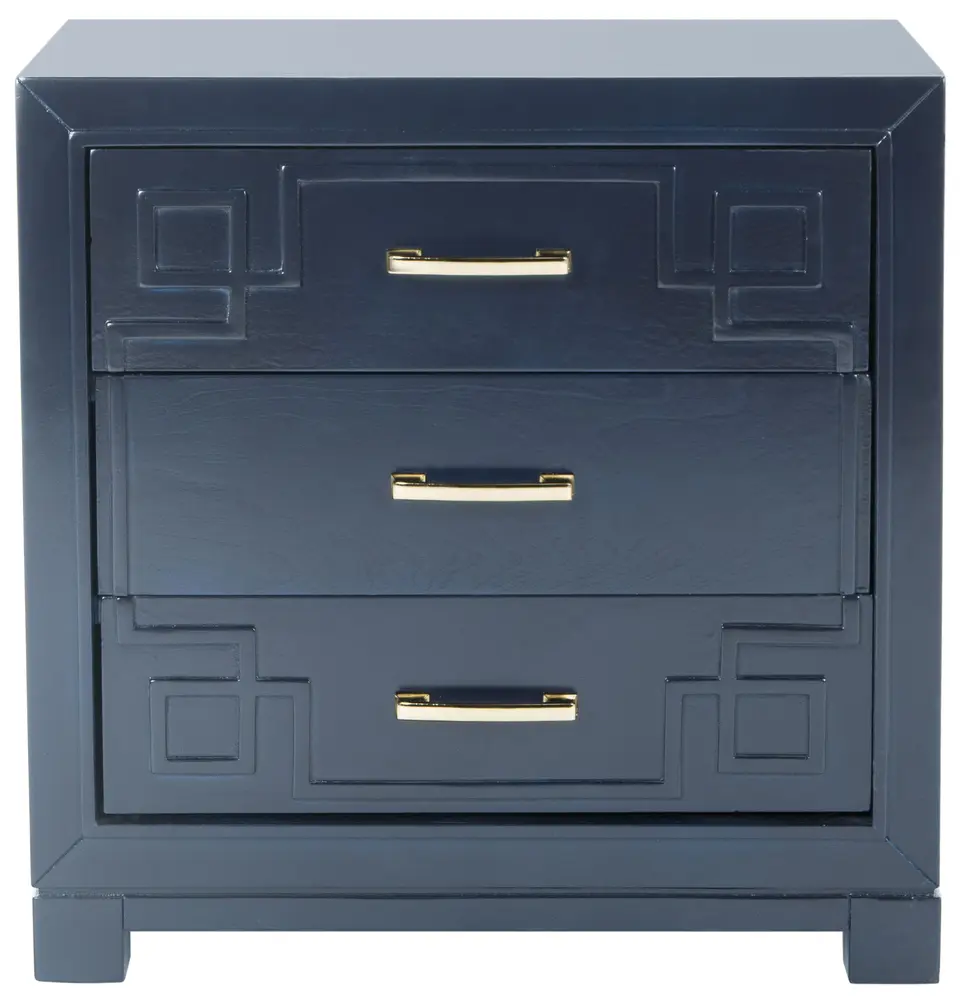 Raina Three Drawer Greek Key Night Stand