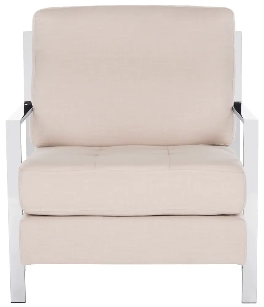 Walden Modern Tufted Linen Chrome Accent Chair