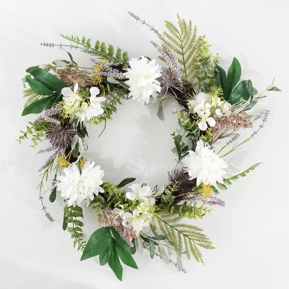 Faux 24 Inch Dahlia & Olive Wreath
