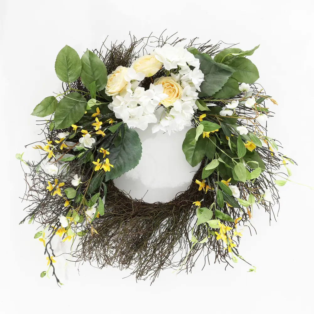 Faux 26 Inch Hydrangea & Spring Blossom Wreath