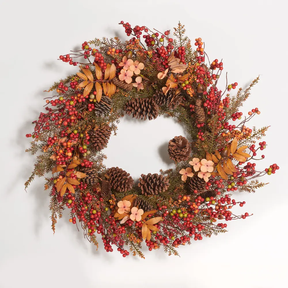 Faux 31 Inch Berry & Coreopsis Wreath