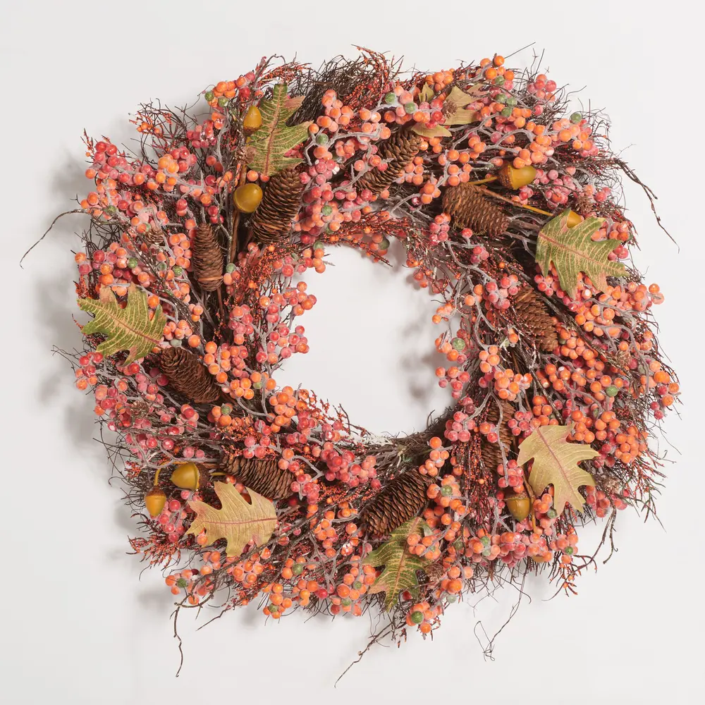 Faux 26 Inch Berry, Acorn, Pine Cone & Oak Leaf Wreath