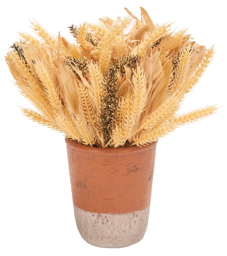 Faux 14 Inch Wheat Eat Potted Arrangement