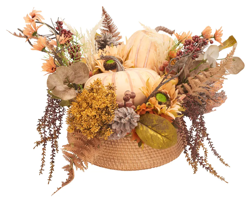 Faux 26 Inch Pumpkin & Sunflower Potted Arrangement