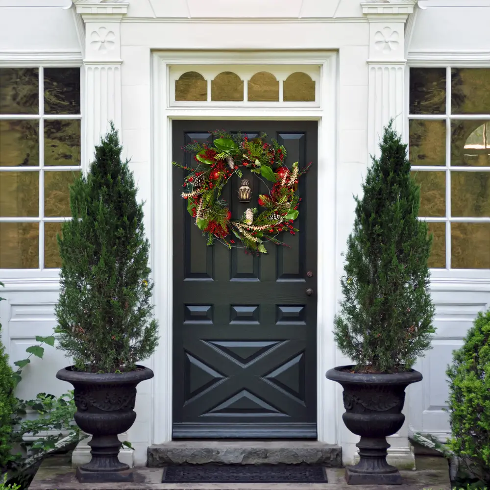 Faux 30 Inch Myrtle Led Wreath W/ Red Bells