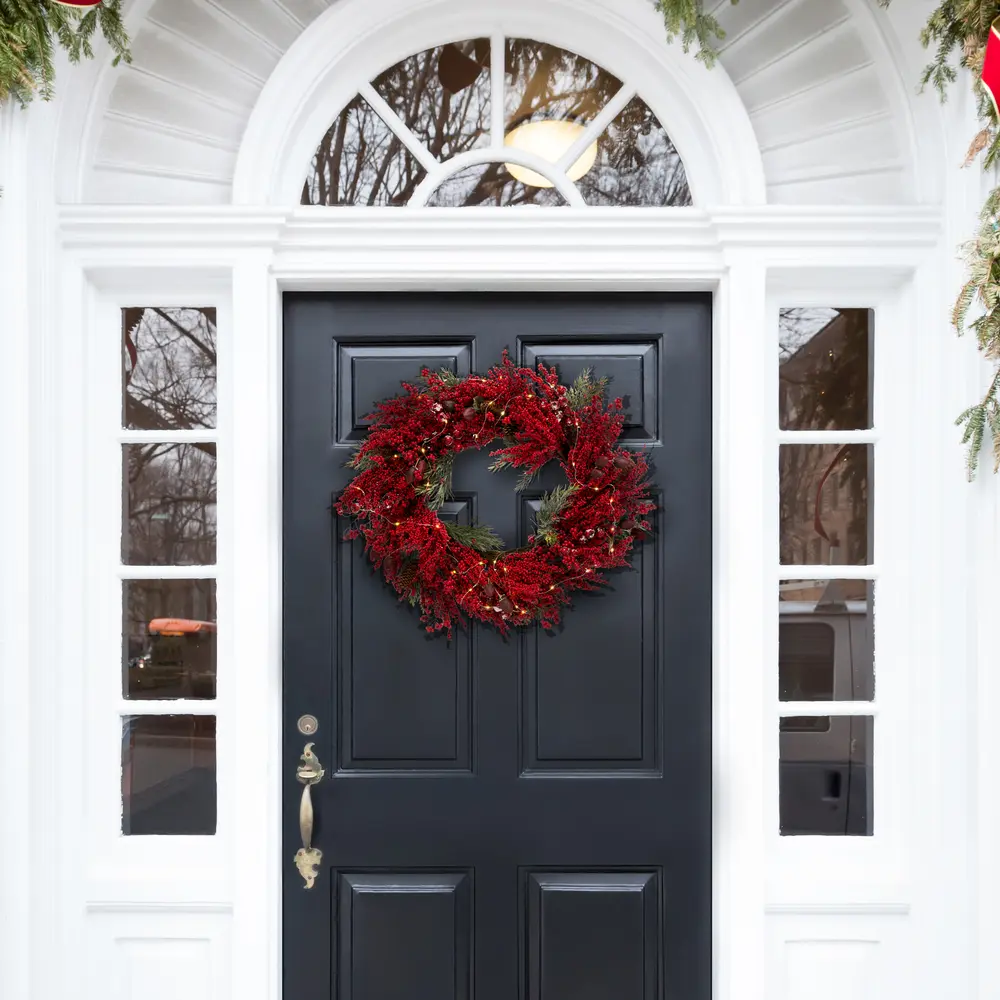 Faux 30 Inch Red Berry & Pine Led Wreath