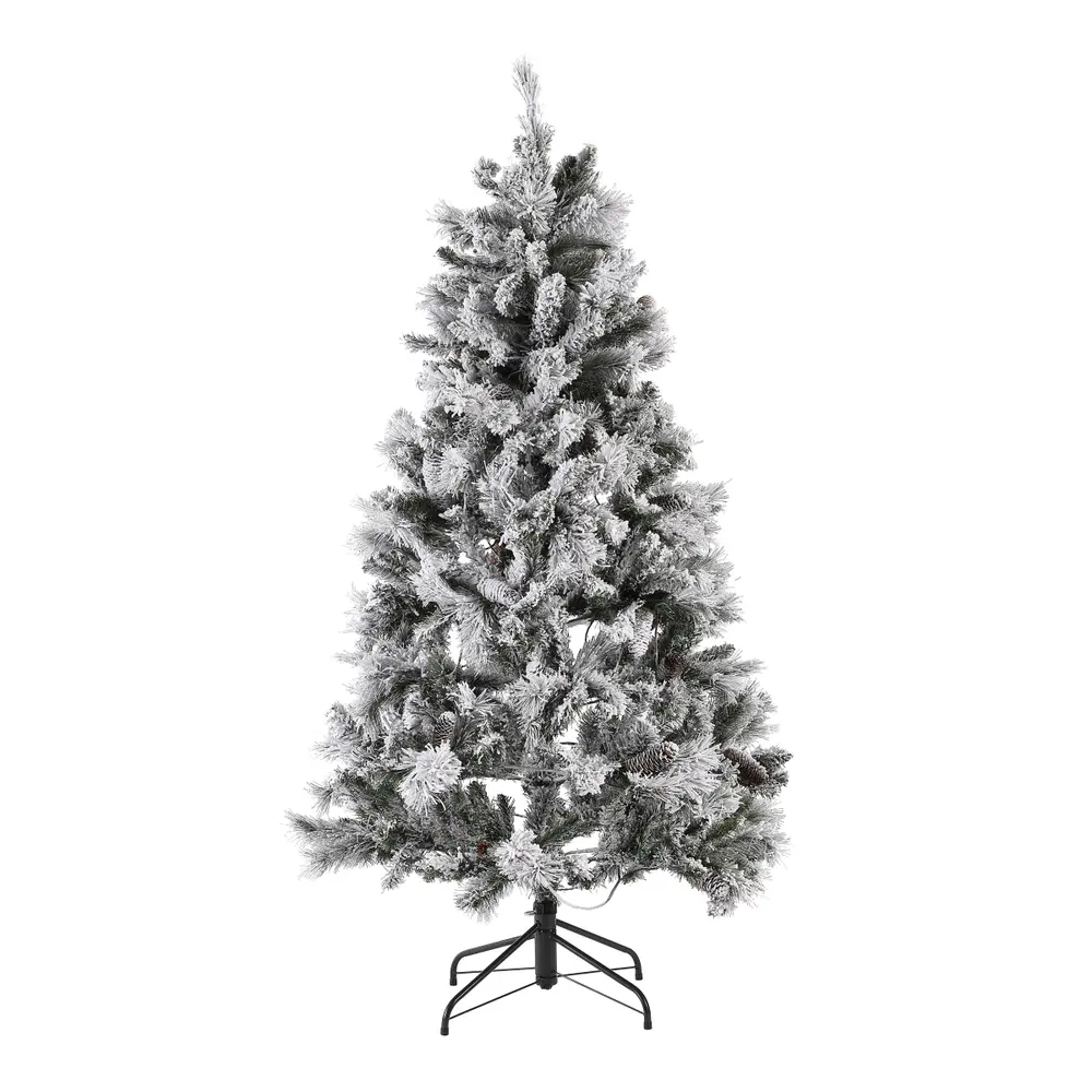 5.5 Ft, Frosted Green, Pre-Lit Artificial Christmas Tree With Pine Cones