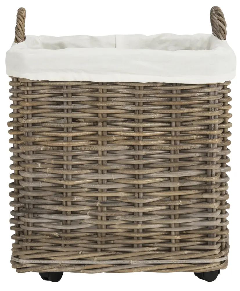 Amari Rattan Square Set Of 2 Baskets With Wheels