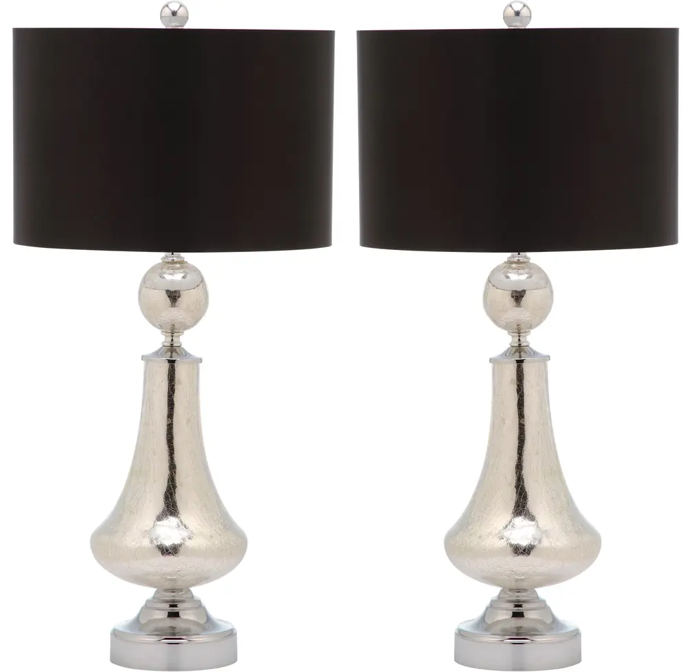 Mercury 25.5 Inch H Crackle Glass Table Lamp/Black Satin Shade