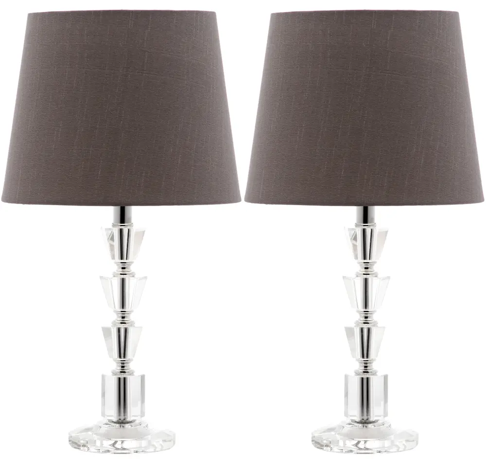 Harlow 16 Inch H Tiered Crystal Dark Grey Lamp