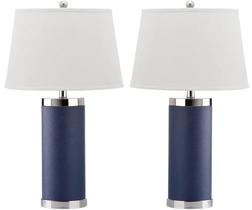 Leather 25 Inch H Column Table Lamp