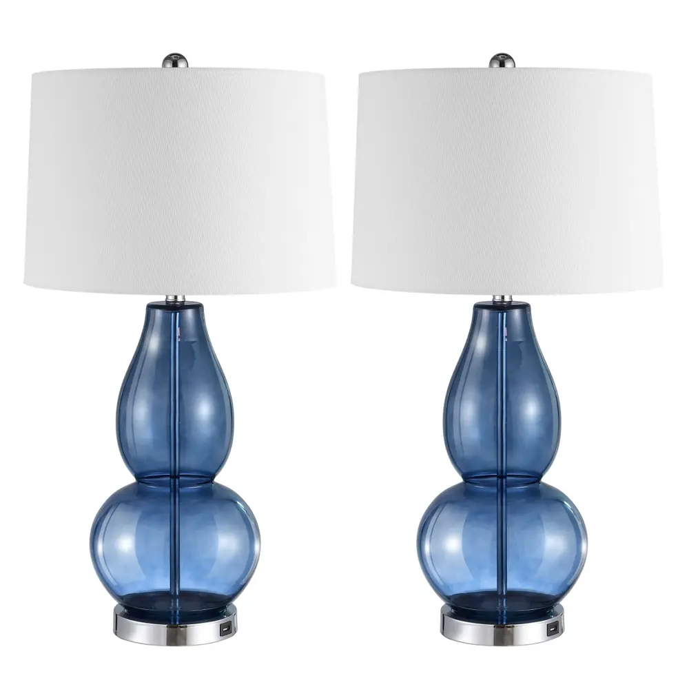 Mercurio, 28 Inch, Blue, Table Lamp Set Of 2 W/ Usb Port?