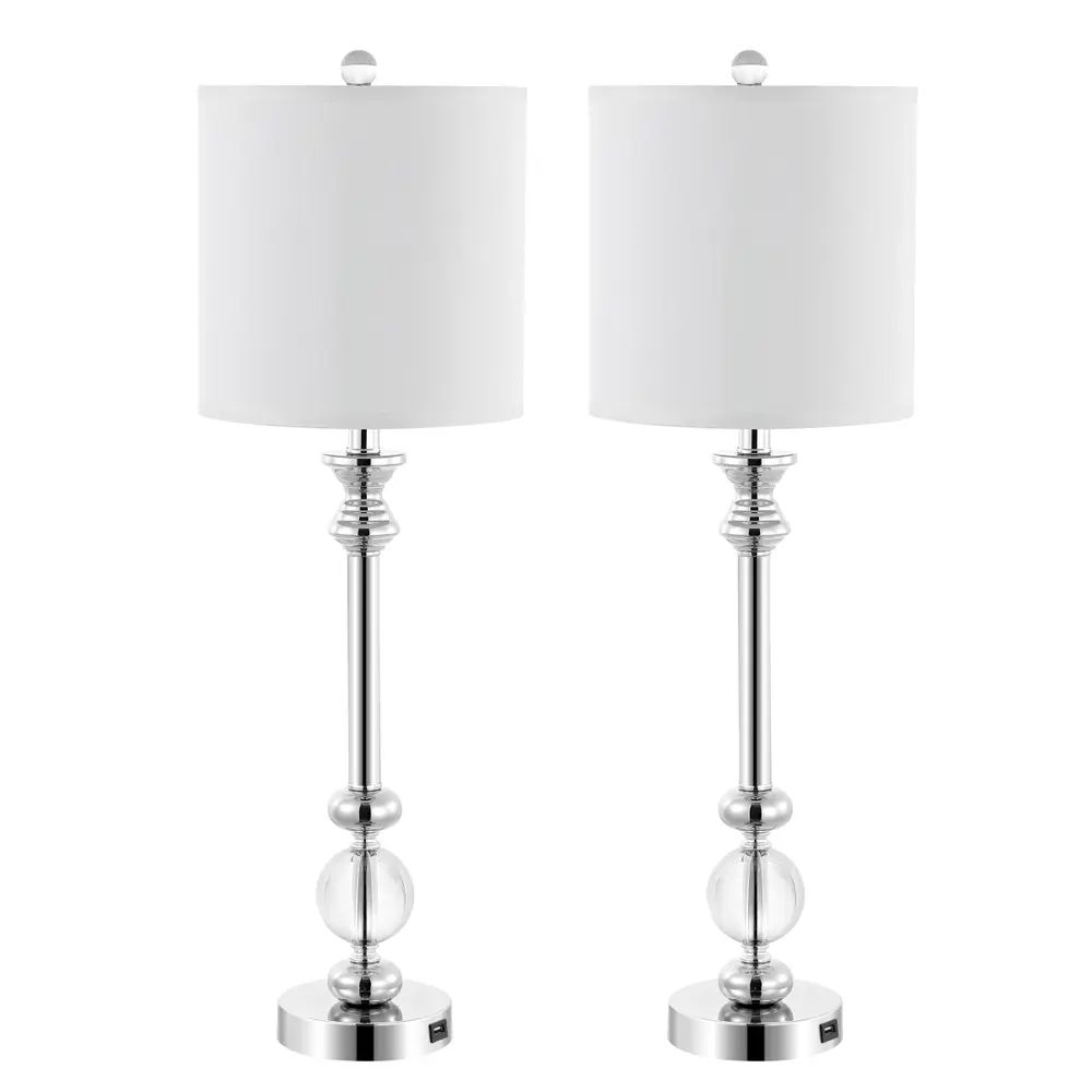 Erica, 31 Inch, Crystal, Crystal/Iron Table Lamp Set Of 2 W/ Usb Port?