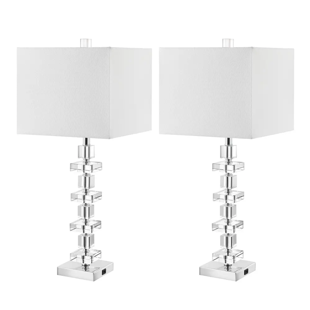 Deco Crystal, 28.5 Inch, Crystal, Table Lamp Set Of 2 W/ Usb Port?