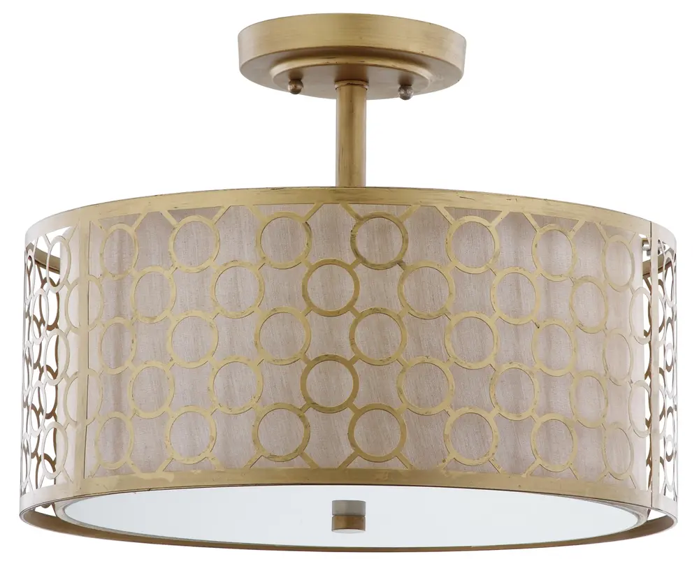 Giotta Circle Trellis 3 Light Antique Gold 16 Inch Dia Semi Flush