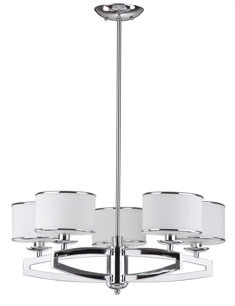 Lenora 5 Light Chrome 25 Inch Dia Drum Adjustable Pendant