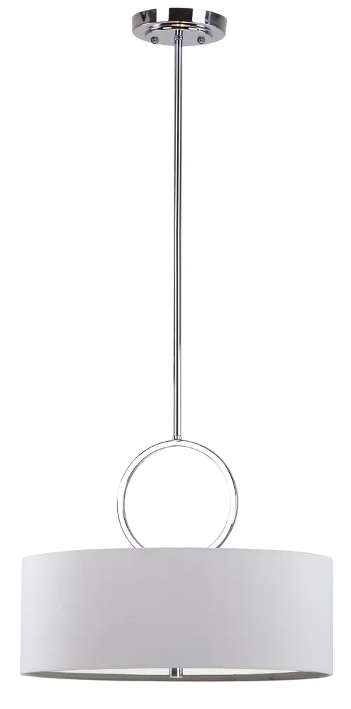 Debonair 3 Light Chrome Ring 18 Inch Dia Drum Adjustable Pendant