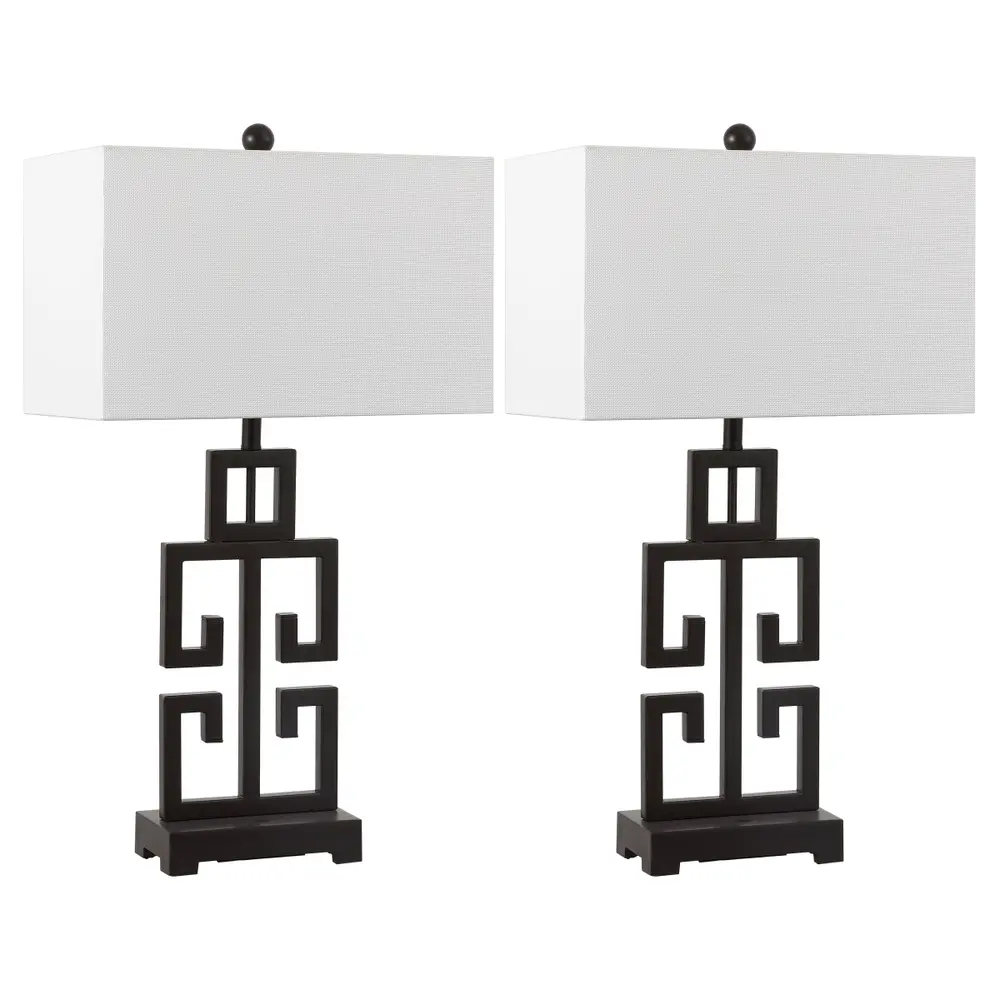 Greek Key, 29 Inch, Oil Rubbed Bronze, Metal Table Lamp Set Of 2