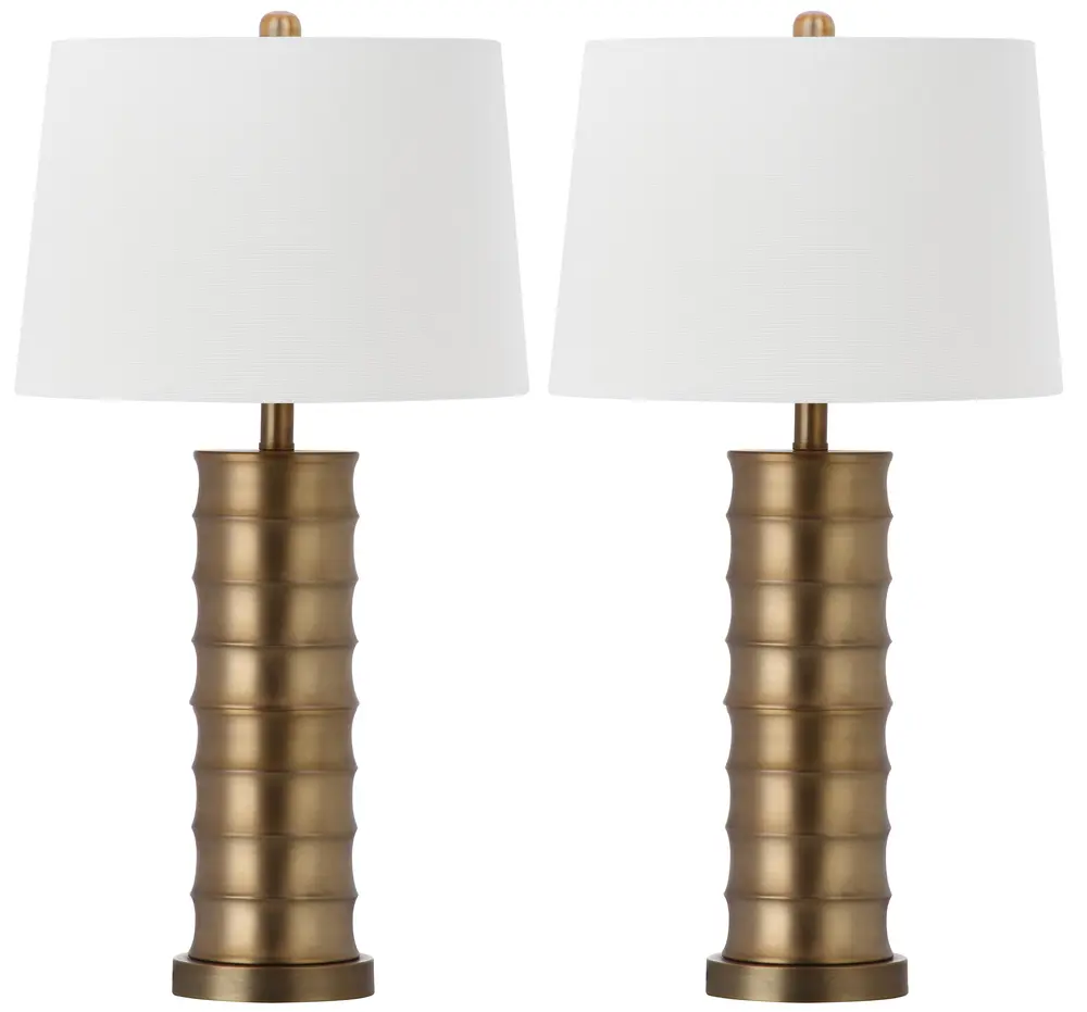 Linus 28.5 Inch H Brass Column Table Lamp