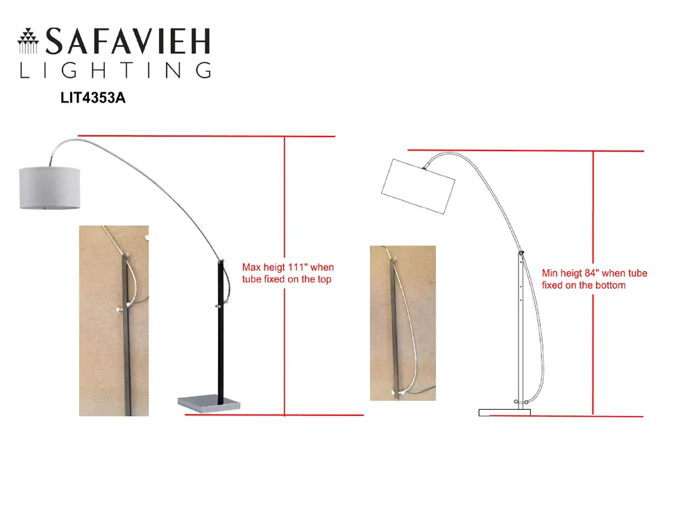 Lyra 111 Inch H Adjustable Arc Floor Lamp