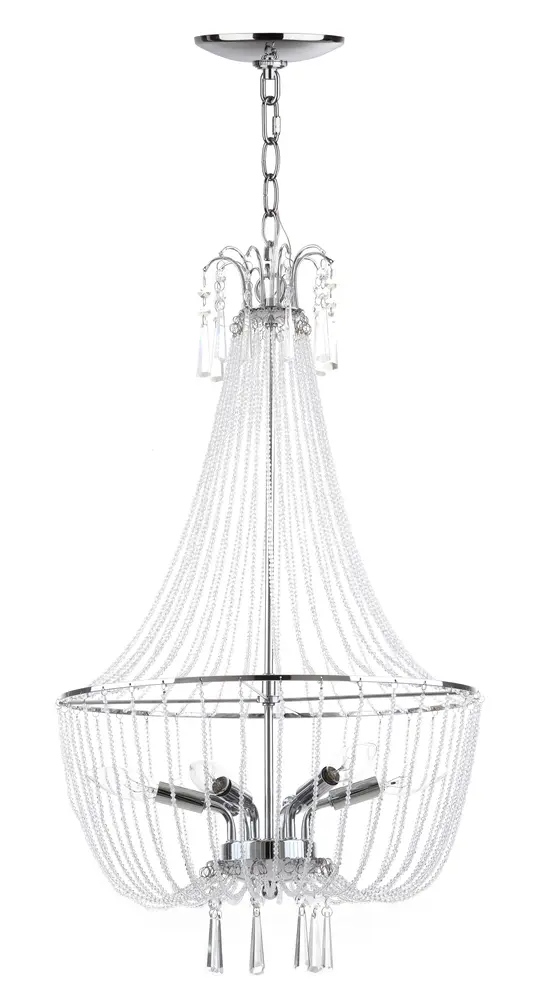 Berlin 6 Light Chrome 17.5 Inch Dia Adjustable Glass Beaded Chandelier